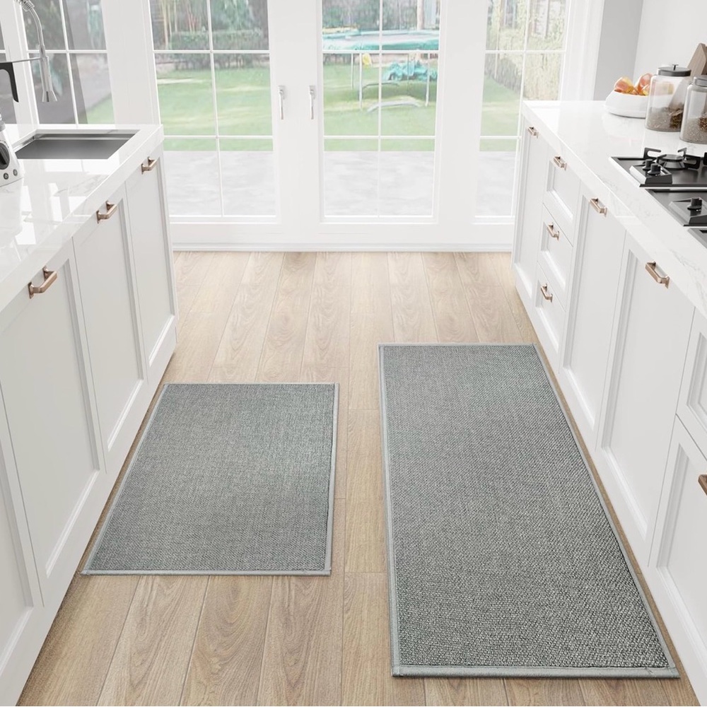 Kitchen Mat Set of 2 PCS, Cushioned Non Slip, Absorbent Mats Washable